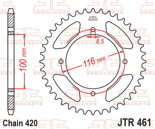 REAR SPROCKET STEEL 461 4-HOLE JTR461.47 thumbnail 2
