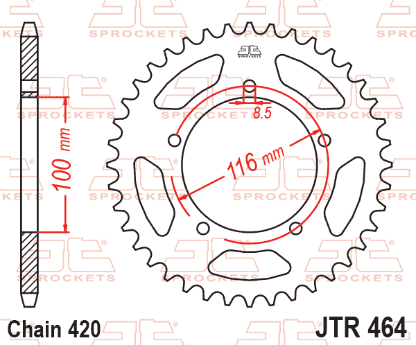 REAR SPROCKET STEEL 464 5 HOLE, KAWASAKI KX60/80 JTR464.48 thumbnail 2