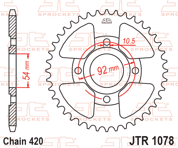 REAR SPROCKET STEEL HARD ZBK, C45 INDUCTION JTR1078.47ZBK thumbnail 2