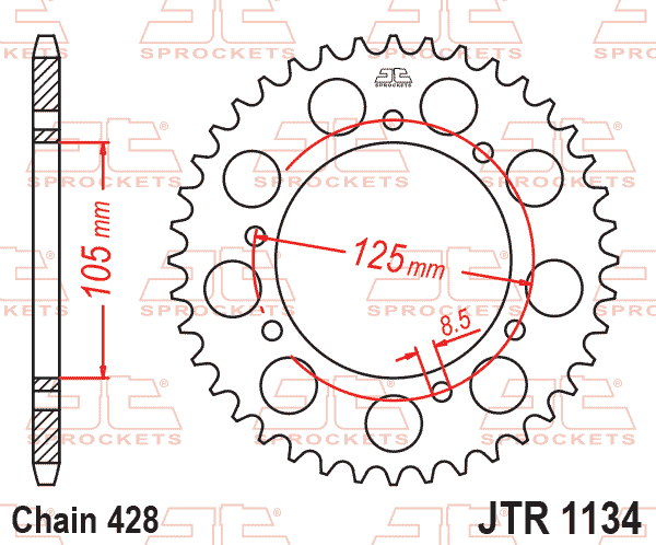 REAR SPROCKET STEEL HARD ZBK, C45 INDUCTION JTR1134.50ZBK thumbnail 2