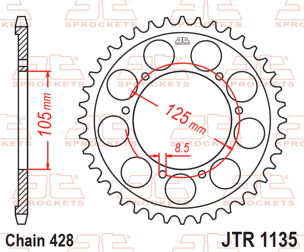 REAR SPROCKET JTR1135.62 JT thumbnail 2