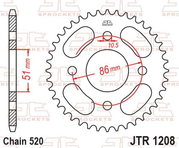 REAR SPROCKET JTR1208.44 STEEL thumbnail 2