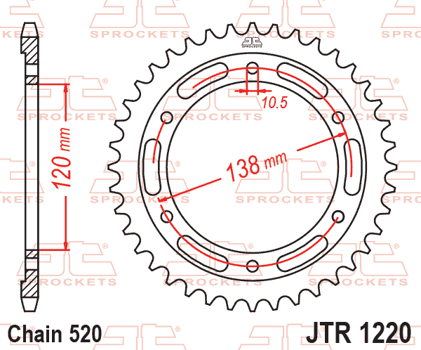 REAR SPROCKET JTR1220.38 520, STEEL, HONDA ROAD JT thumbnail 2