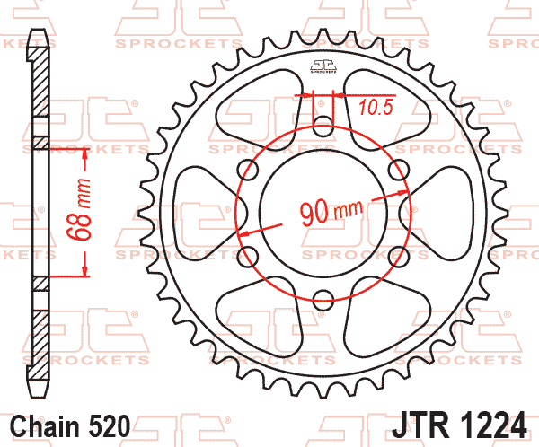REAR SPROCKET CB CBF HONDA, JTR1224.36 JT thumbnail 2