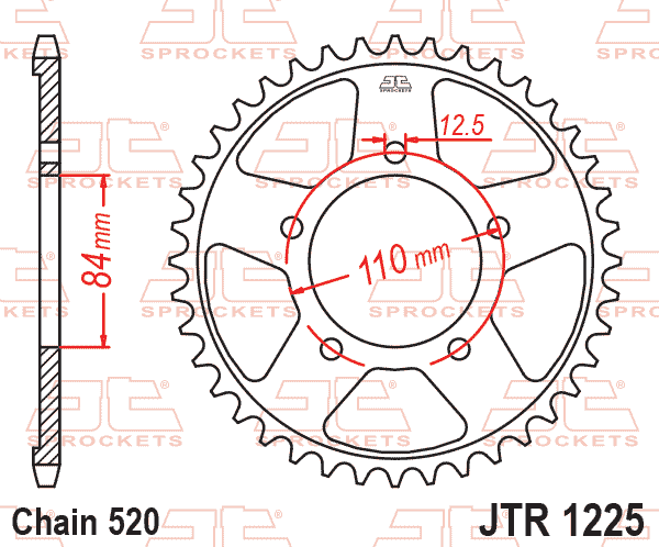REAR SPROCKET JTR1225.40 STEEL, ROAD thumbnail 3