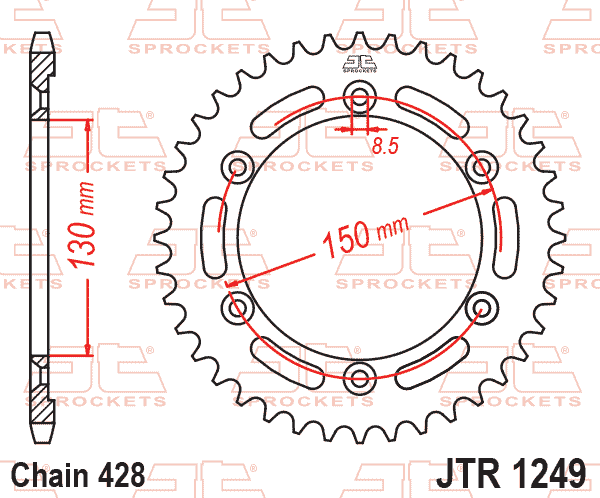 REAR SPROCKET JTR1249.51 STEEL, HONDA ROAD thumbnail 2