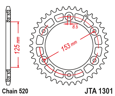 REAR SPROCKET ALUMINIUM JTA1301.40BLK, CRF300 L/LA 41201-K1T-E10 thumbnail 3