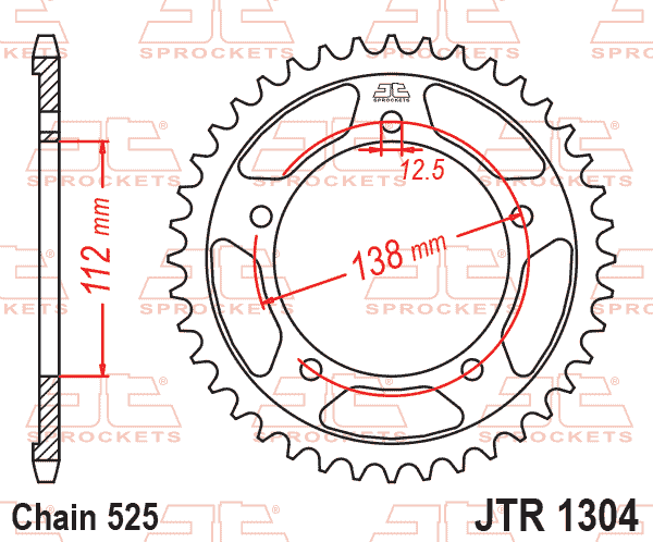 REAR SPROCKET STEEL JTR1304.45, HONDA ROAD CHAIN TYPE 50 thumbnail 2