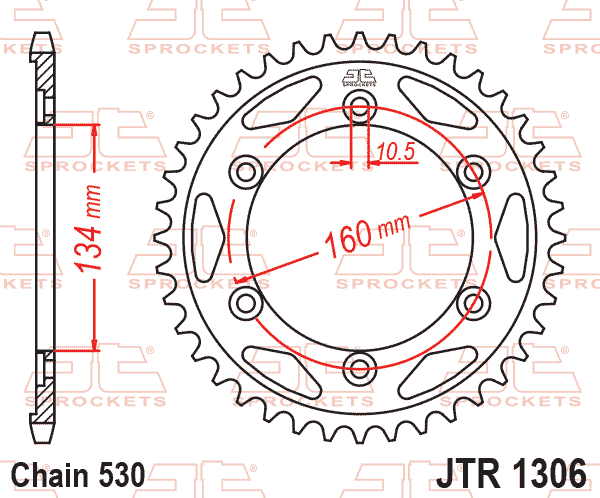 REAR SPROCKET STEEL HARD ZBK, C45 INDUCTIONJTR1306.43ZBK thumbnail 2