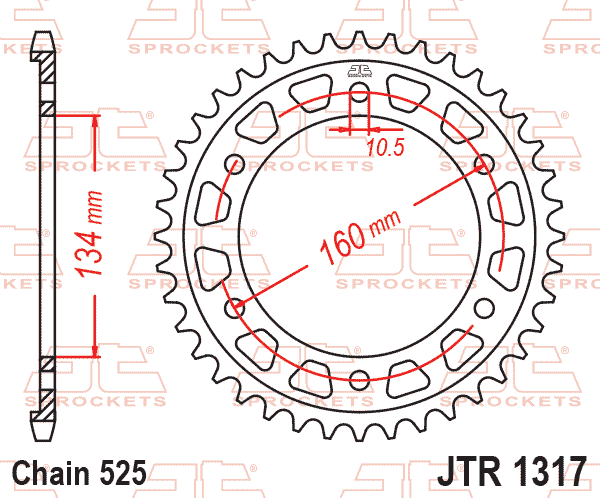 REAR SPROCKET JTR1317.43, 525 CHAIN thumbnail 2
