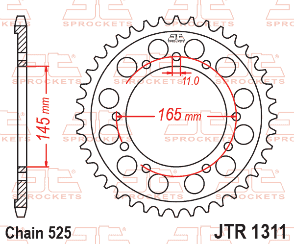 REAR SPROCKET JTR1311.45 STEEL, HONDA ROAD thumbnail 2