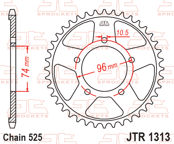 REAR SPROCKET JTR1313.40 STEEL, HONDA ROAD thumbnail 2