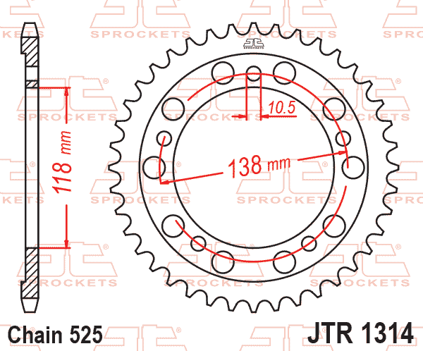 REAR SPROCKET JTR1314.39 STEEL, HONDA ROAD thumbnail 2