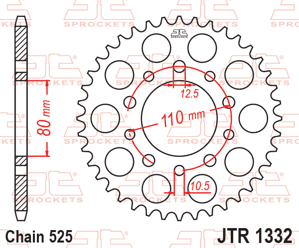 REAR SPROCKET JTR1332.45 STEEL, HONDA ROAD thumbnail 3