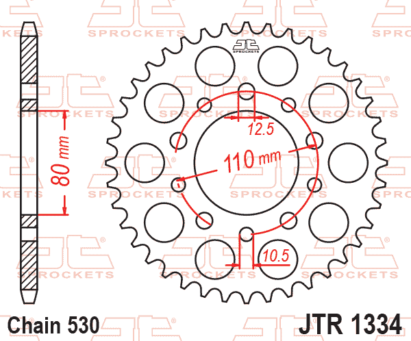 REAR SPROCKET JTR1334.43 STEEL, HONDA ROAD thumbnail 2