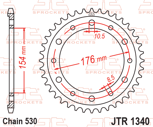 REAR SPROCKET STEEL HARD ZBK, C45 INDUCTIONJTR1340.44ZBK thumbnail 2