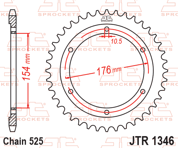 REAR SPROCKET JTR1346.44 STEEL, HONDA ROAD thumbnail 2