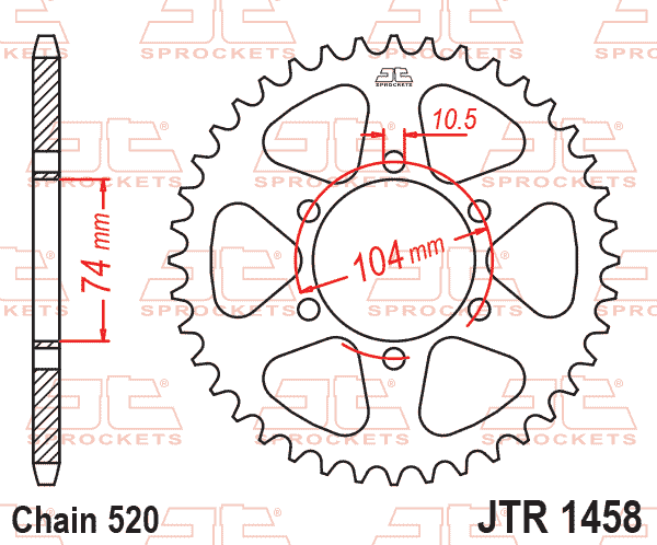 REAR SPROCKET JTR1458.40 STEEL, HONDA ROAD thumbnail 3