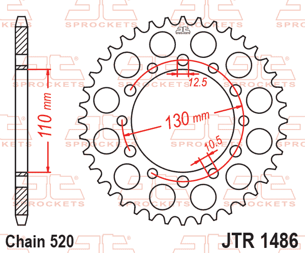 REAR SPROCKET STEEL JTR1486.40, HONDA ROAD thumbnail 2