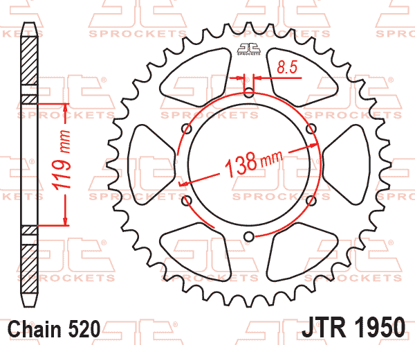 REAR SPROCKET JTR1950.50 STEEL BLACK SR1950-50 image 1