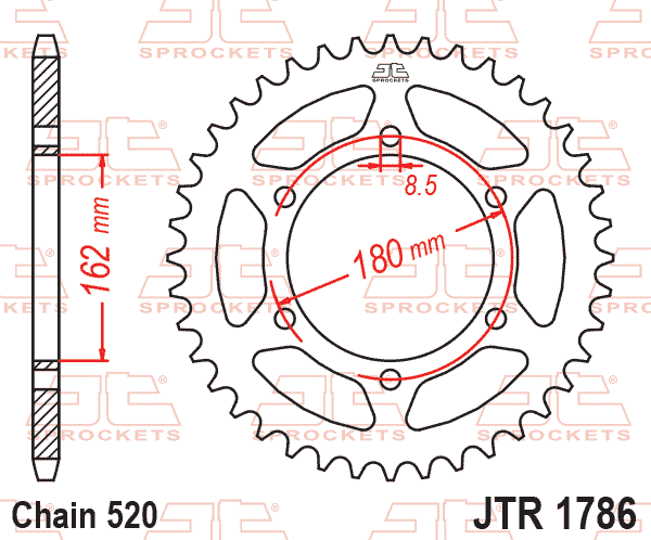 REAR SPROCKET JTR1786.46 STEEL, SUZUKI PE250 80-82 thumbnail 2