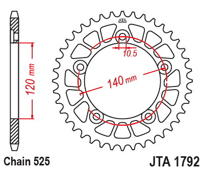 REAR SPROCKET ALLOY JTA1792.42, Triumph, Suzuki, CHAIN 525 thumbnail 3