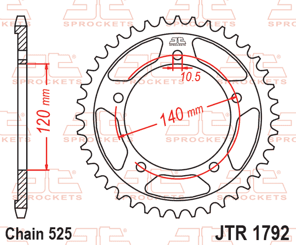 REAR SPROCKET STEEL HARD ZBK, C45 INDUCTIONJTR1792.43ZBK thumbnail 5