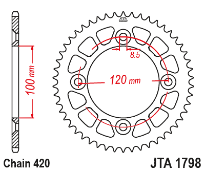 REAR SPROCKET STEEL JTA1798.47BLK YAMAHA YZ 65 18-24 thumbnail 4