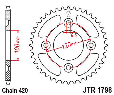 REAR SPROCKET STEEL JTA1798.47BLK YAMAHA YZ 65 18-24 thumbnail 3