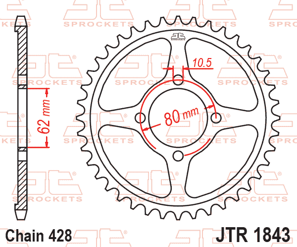 REAR SPROCKET JTR1843.54 JT thumbnail 2