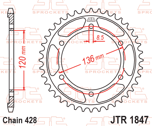 REAR SPROCKET JTR1847.51 JT thumbnail 2