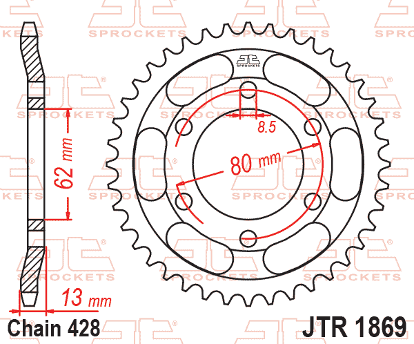 REAR SPROCKET JTR1869.45 JT thumbnail 2