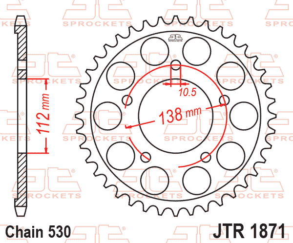 REAR SPROCKET JTR1871.48 JT, 530 Chain Conversion thumbnail 2
