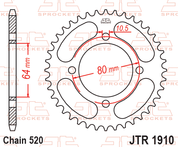 REAR SPROCKET JTR1910.32 JT SILVER, 520 PITCH, 32 TEETH thumbnail 2