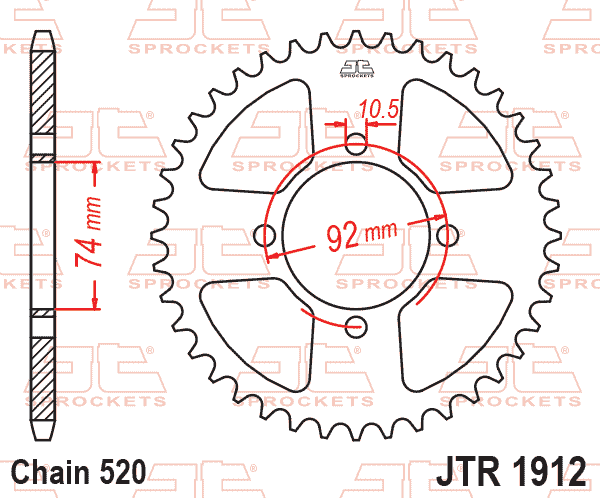 REAR SPROCKET JTR1912.42 JT thumbnail 2
