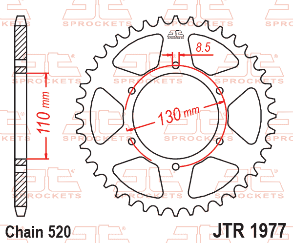 REAR SPROCKET JTR1977.45 STEEL, HONDA ROAD thumbnail 2