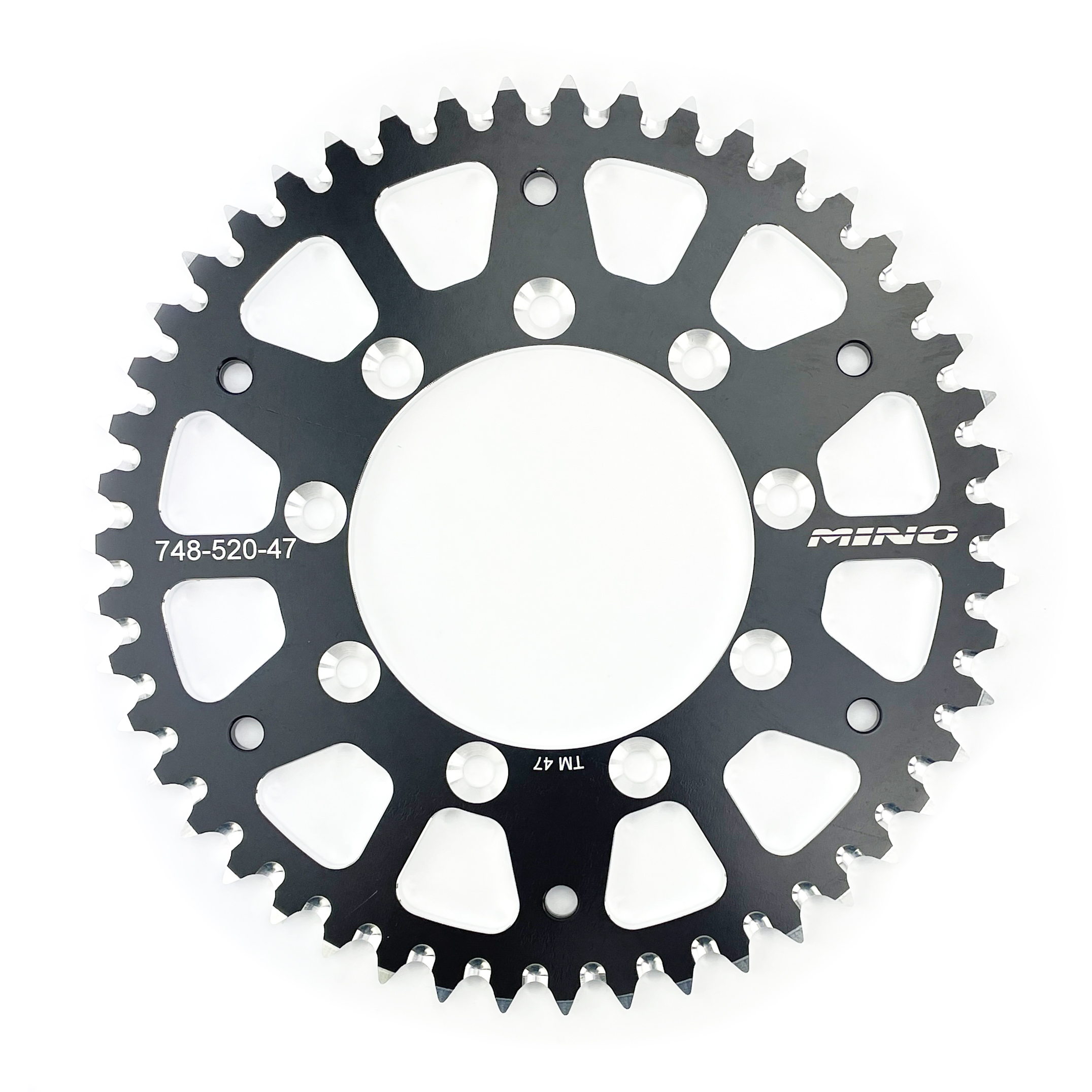 REAR SPROCKET ALLOY TM RACING 98-26 MINO 25-748-47 348-520-47 BLACK image 1