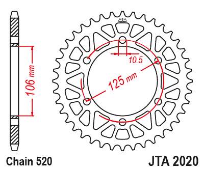 REAR SPROCKET JTA2020.41BLK ALUMINIUM BLACK ROAD thumbnail 3