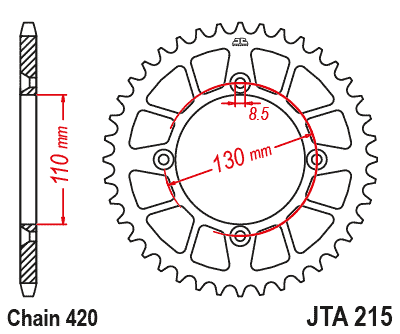 REAR SPROCKET ALLOY SILVER 215, JTA215.48 7075-T6 Aluminium, SR215-48 thumbnail 4