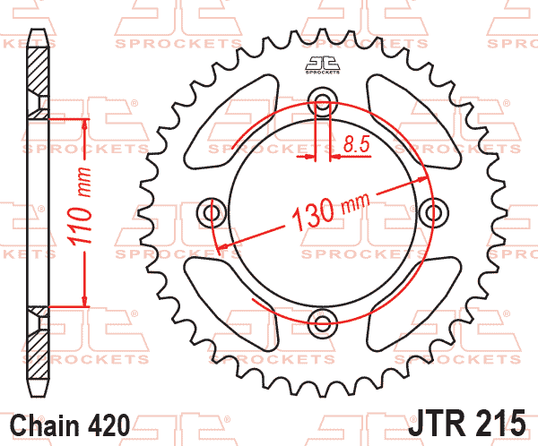 REAR SPROCKET STEEL JTR215.50 SILVER SR215-50 thumbnail 2