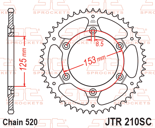 REAR SPROCKET STEEL JTR210.52SC, LIGHTWEIGHT SELF-CLEANING thumbnail 2