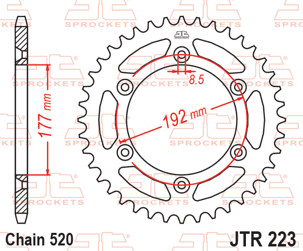 REAR SPROCKET JTR223.52 STEEL BLACK, BLACK thumbnail 2
