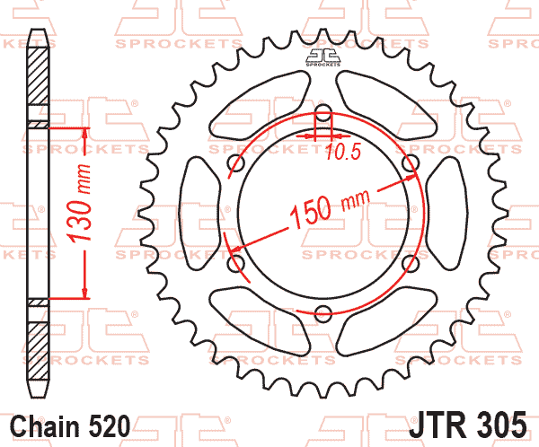 REAR SPROCKET JTR305.46 JT, HONDA ROAD thumbnail 4