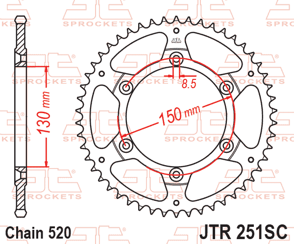 REAR SPROCKET STEEL JTR251.50SC, LIGHTWEIGHT SELF-CLEANING thumbnail 2