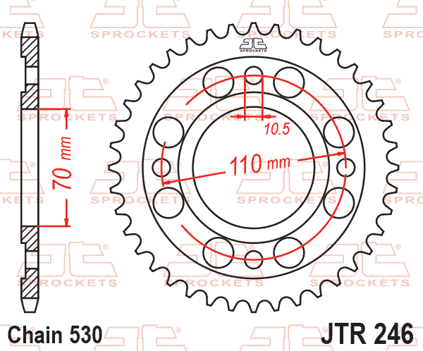 REAR SPROCKET JTR246.36 STEEL, HONDA ROAD thumbnail 2