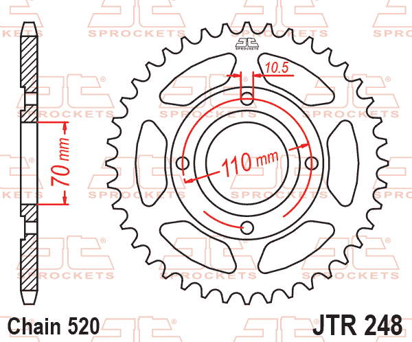 REAR SPROCKET JTR248.44 STEEL BLACK, HONDA ROAD JT thumbnail 2