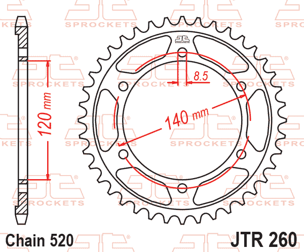 REAR SPROCKET JTR260.40 JT 520 thumbnail 2