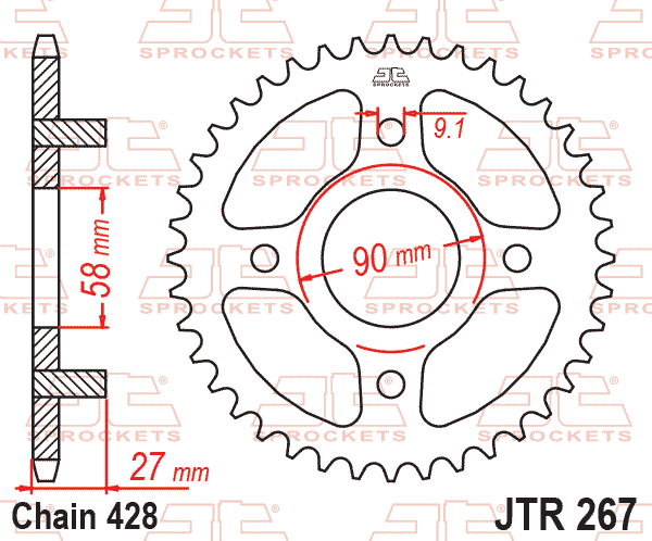 REAR SPROCKET JTR267.39 JT 428 thumbnail 2