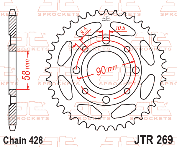 REAR SPROCKET JTR269.42 JT 428 thumbnail 2