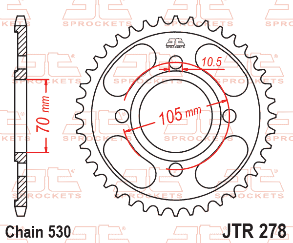 REAR SPROCKET JTR278.34 STEEL, HONDA ROAD JT thumbnail 2